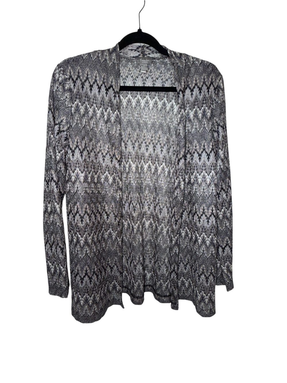 Open-Front Black & White Patterned Cardigan - Picture 1 of 5